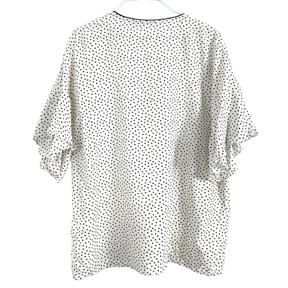 ZARA Ruffle Short-Sleeve Polka Dots Oversized Blouse in White New - Picture 4 of 7